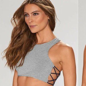 Free People Crisscrossing Racerback Bralette in Grey size M/L
